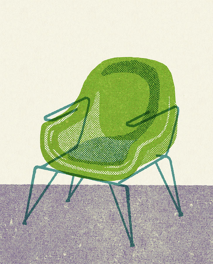 Vintage Drawing - Mid Century Modern Armchair #2 by CSA Images