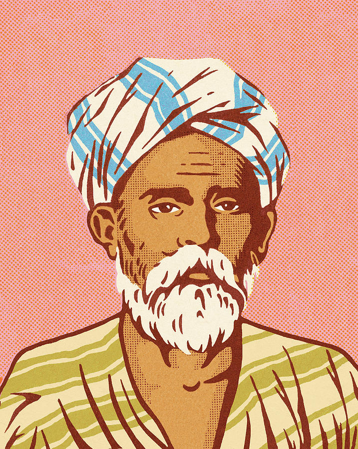 Vintage Drawing - Middle Eastern man #2 by CSA Images