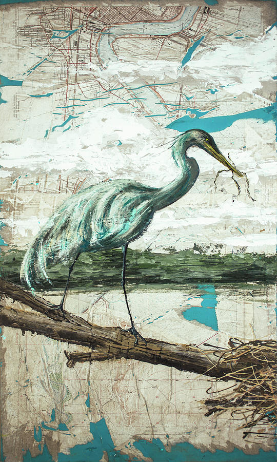 Inspirational Painting - Midway Heron II #2 by Allison Wickey