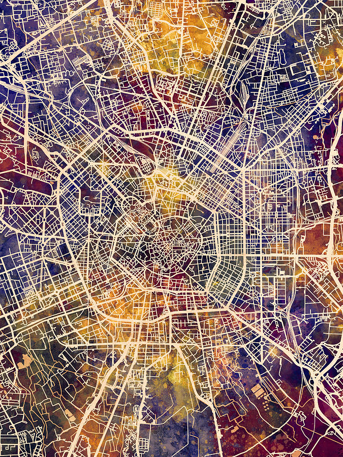 Milan Italy City Map #2 Digital Art by Michael Tompsett