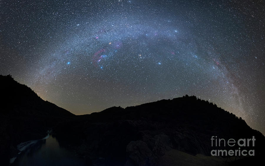 Nature Photograph - Milky Way Over River Gorge #2 by Miguel Claro/science Photo Library