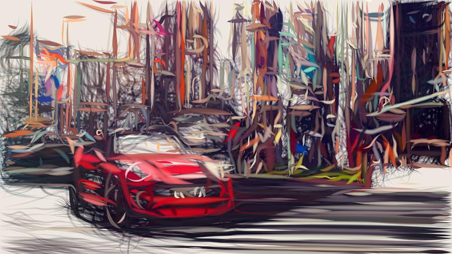 Mini Cabrio Draw #3 Digital Art by CarsToon Concept