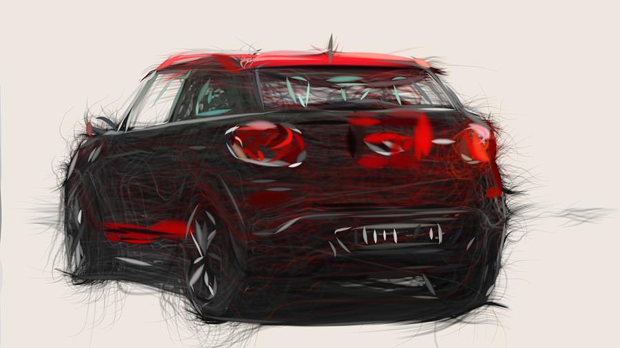 Mini Paceman Drawing #3 Digital Art by CarsToon Concept