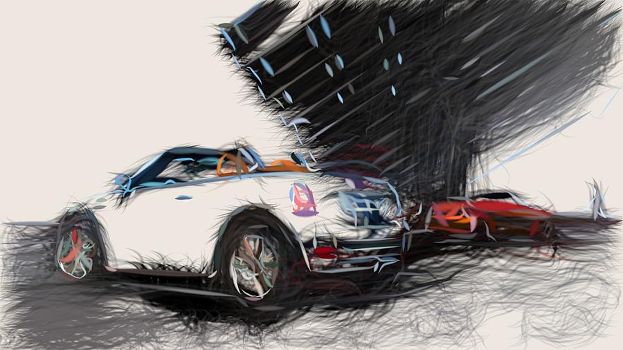 Mini Roadster Convertible Draw #3 Digital Art by CarsToon Concept