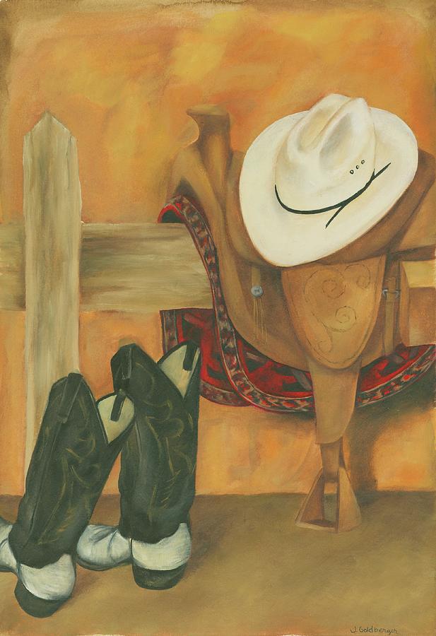 Boot Painting - Modern Cowboy #2 by Jennifer Goldberger