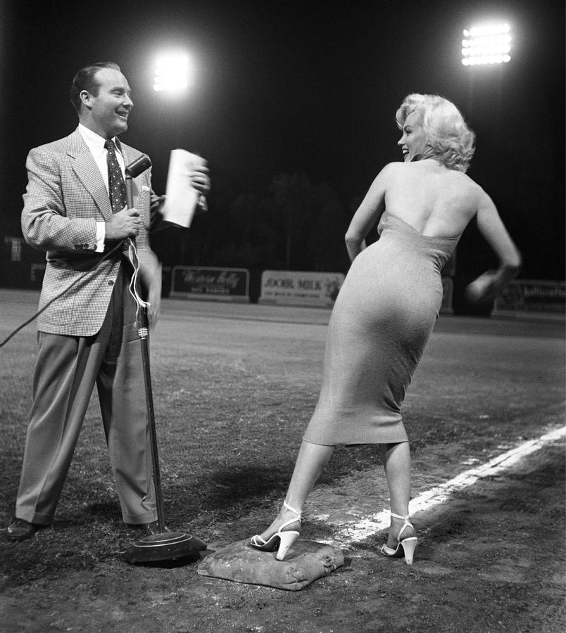 Marilyn Monroe Photograph - Monroe Throws The First Pitch #2 by Frank Worth