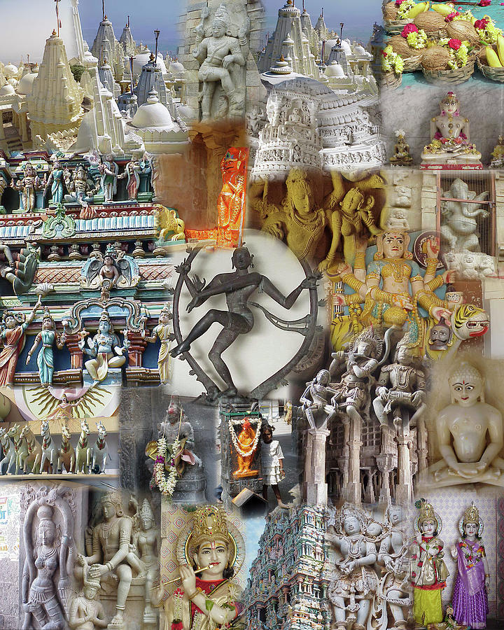 Montage - India - Temples, Gods and Goddesses #2 Photograph by Steve Estvanik