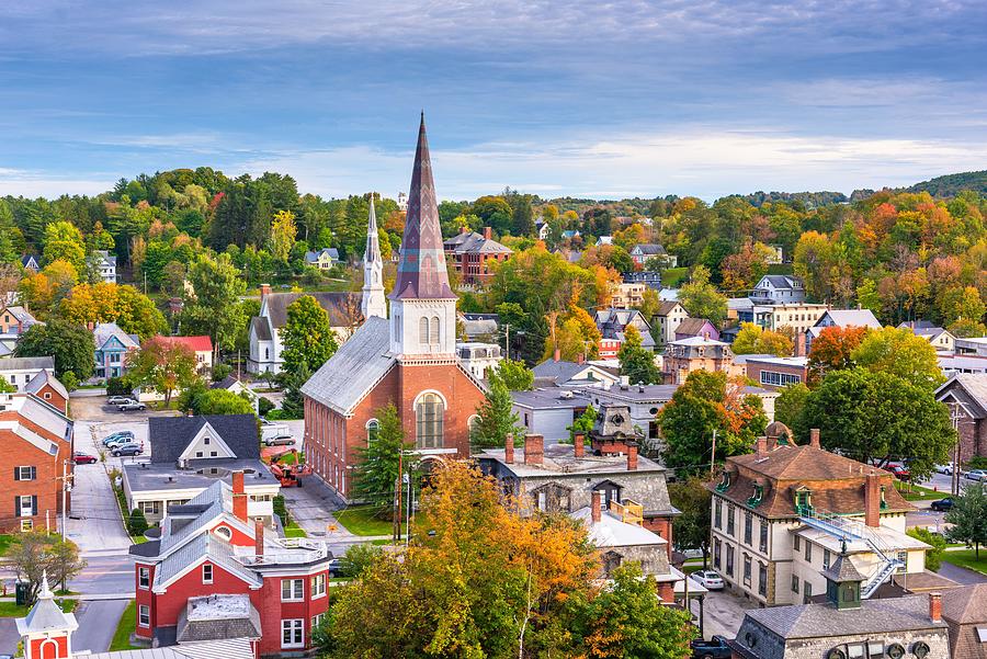 Fall Photograph - Montpelier, Vermont, Usa Autumn Town #2 by Sean Pavone