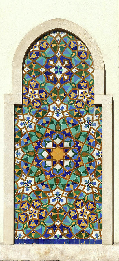 Mosaic exterior decorations of the Hassan II mosque #2 Photograph by Steve Estvanik