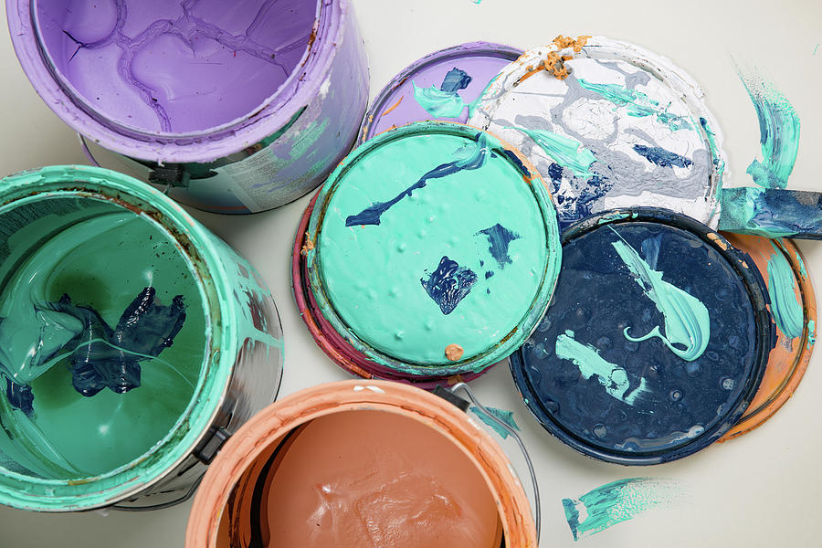 Multi Color Old Paint Can Lids #2 Photograph by Kyle Lee