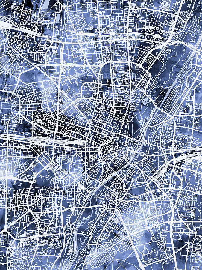 Munich Germany City Map #2 Digital Art by Michael Tompsett