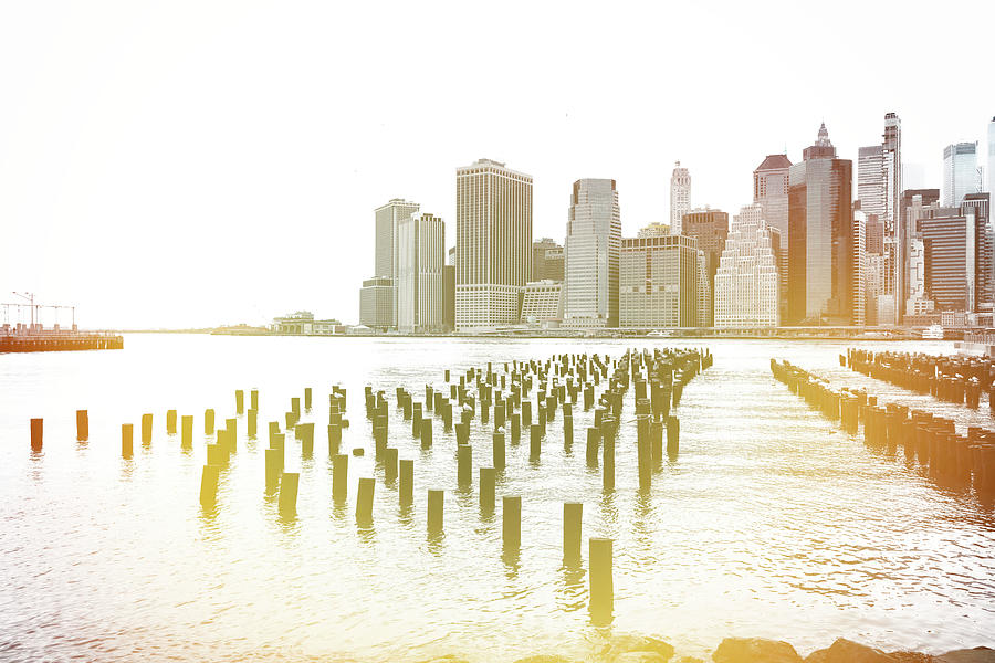 New York City, Downtown Manhattan Seen From Brooklyn #2 Digital Art by Lumiere