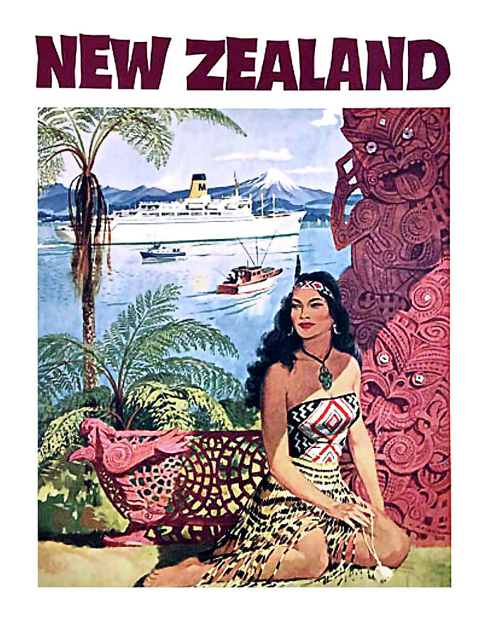 Vintage Digital Art - New Zealand #2 by Long Shot