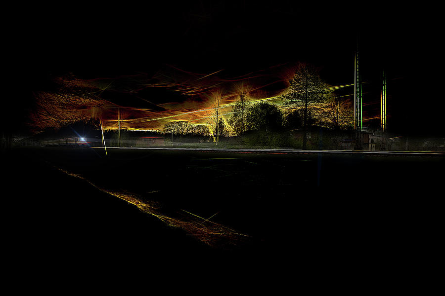 Night. Train. Speed Mixed Media by Aleksandrs Drozdovs