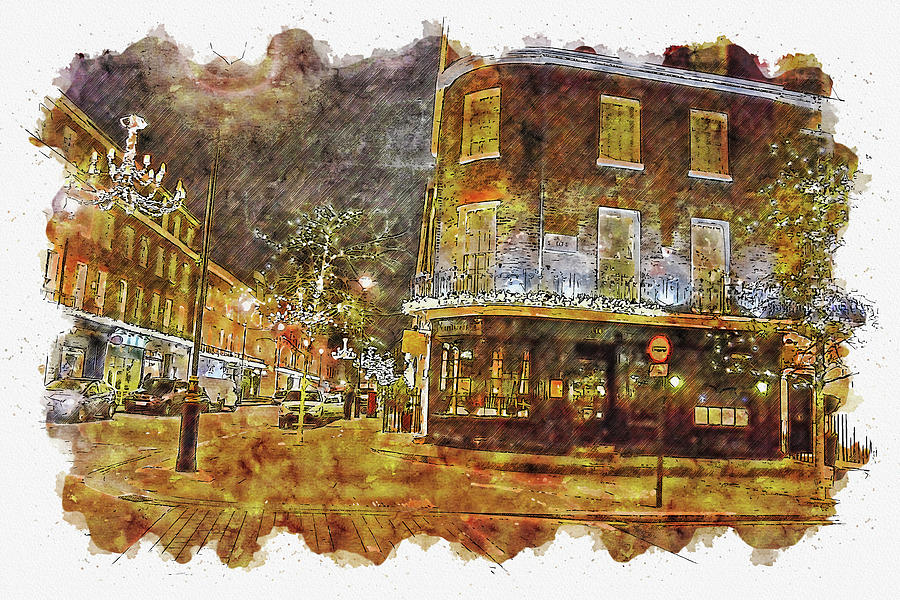 Night #watercolor #sketch #night #architecture #2 Digital Art by TintoDesigns
