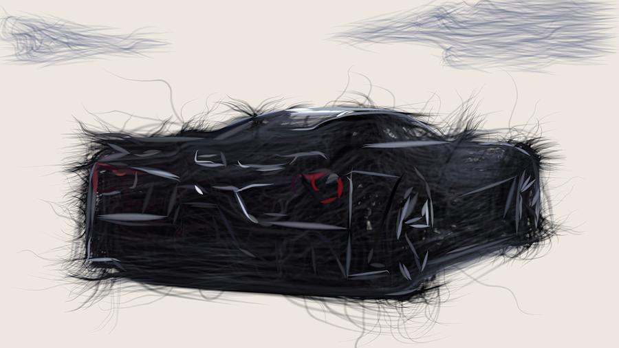 Nissan 2020 Vision Gran Turismo Drawing #3 Digital Art by CarsToon Concept