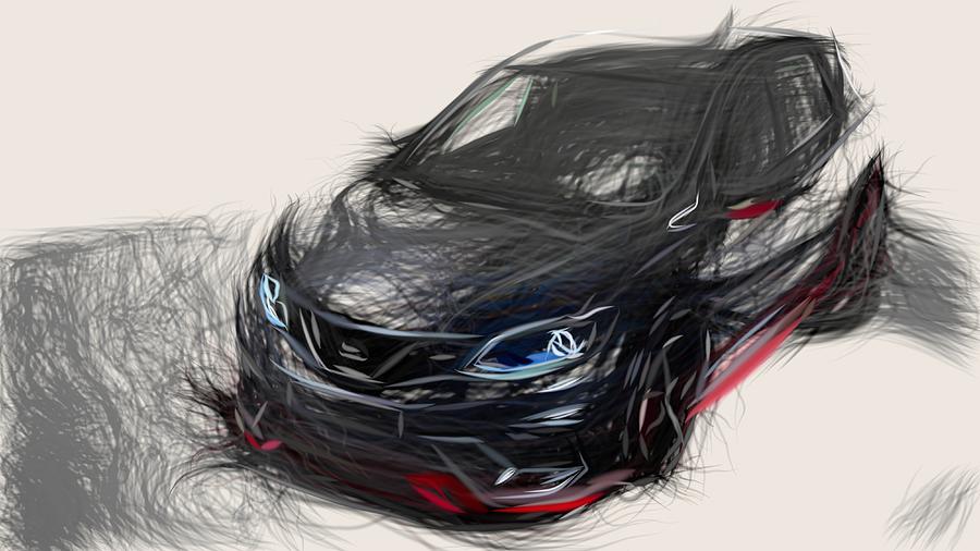 Nissan Pulsar Drawing #3 Digital Art by CarsToon Concept