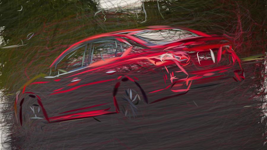 Nissan Sentra SR Turbo Drawing #3 Digital Art by CarsToon Concept