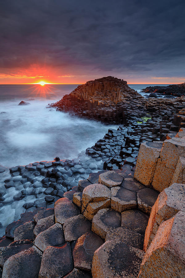 Northern Ireland, Antrim, Giants Causeway, Ulster, Coastal Landscape With Basaltic Columns & Rock Formations Of The Unesco Site #2 Digital Art by Riccardo Spila