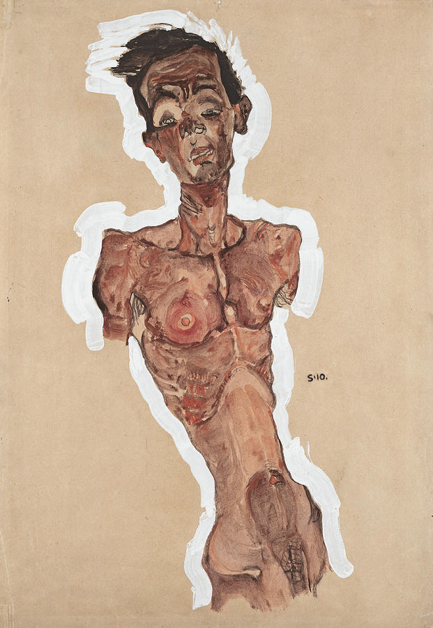Egon Schiele Painting - Nude Self-Portrait #2 by Egon Schiele