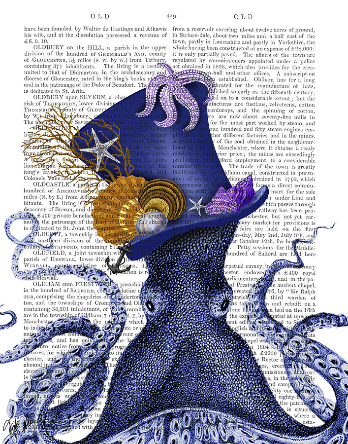 Octopus Nautical Hat #2 Painting by Fab Funky