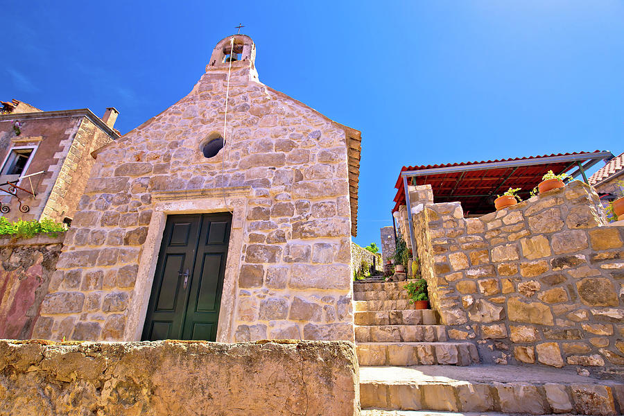 Old stone narrow street and chapel in Cavtat #2 Photograph by Brch Photography