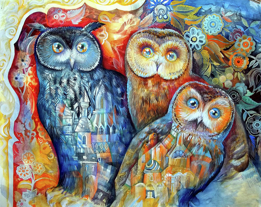 Owl Painting - Owls #2 by Oxana Zaika