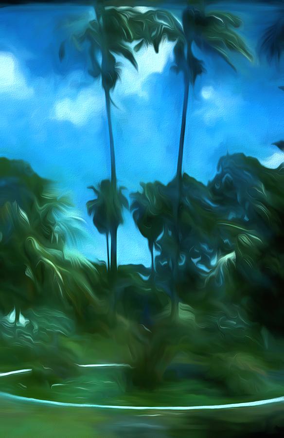 2 Palms digital painting Digital Art by Cathy Anderson
