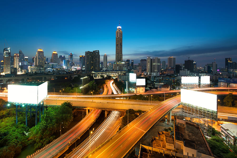 Architecture Photograph - Panoramic Bangkok City Building Modern #2 by Prasit Rodphan