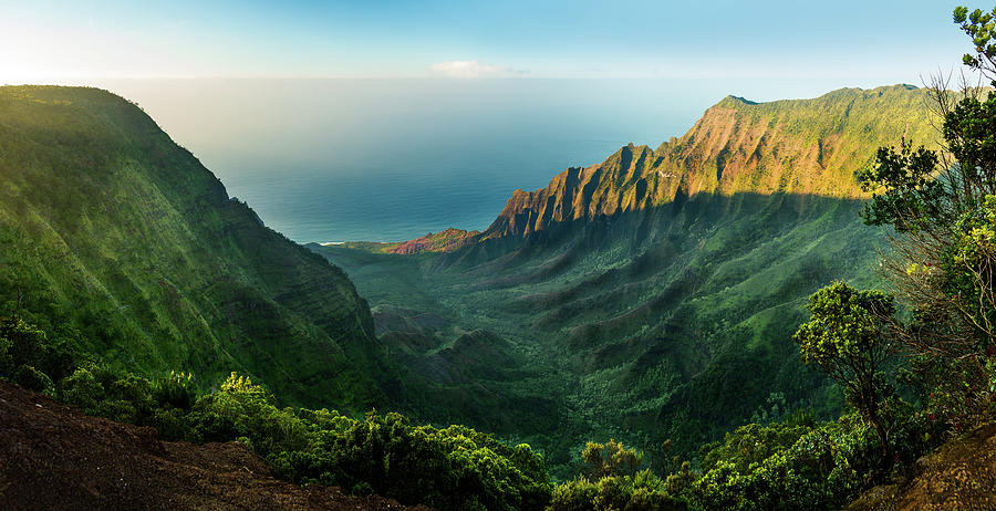 Panoramic view of Kalalau valley Kauai by Steven Heap Panoramic view of Kalalau valley Kauai by Steven Heap