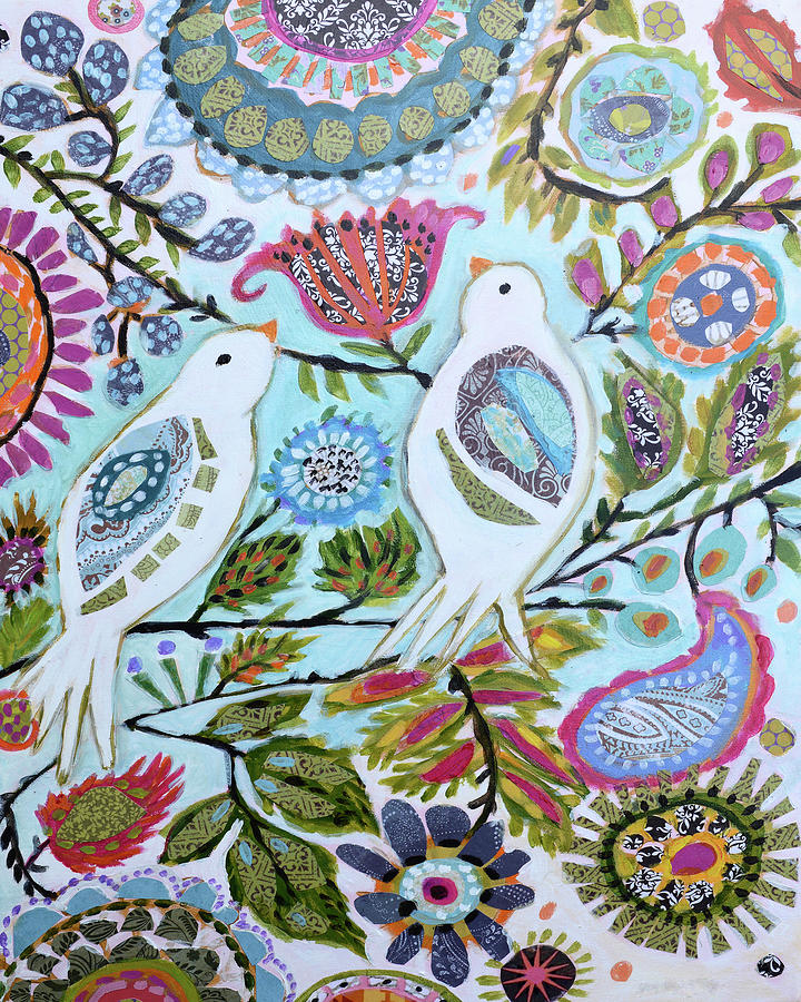 Paper Birds Ii Painting By Karen Fields Fine Art America