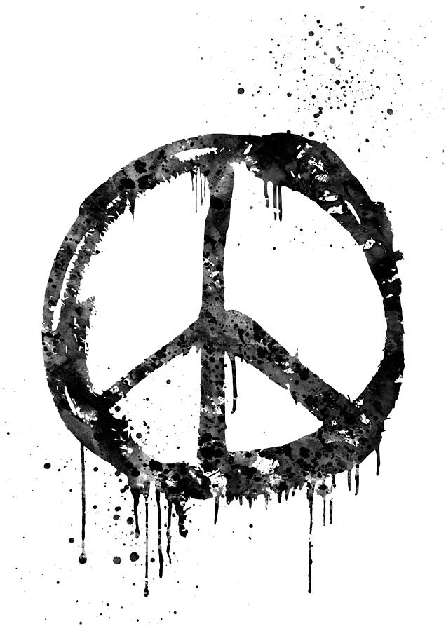 Peace Sign Black Digital Art By Erzebet S