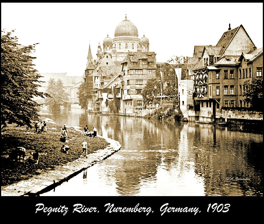 Pegnitz River Nuremberg Germany 1903 #2 Photograph by A Macarthur Gurmankin