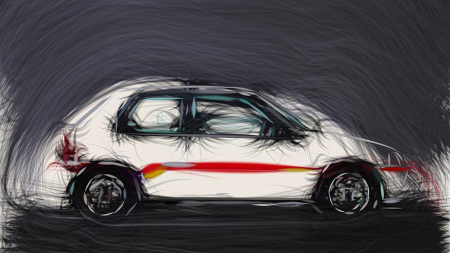 Peugeot 106 Rallye Draw #2 Digital Art by CarsToon Concept