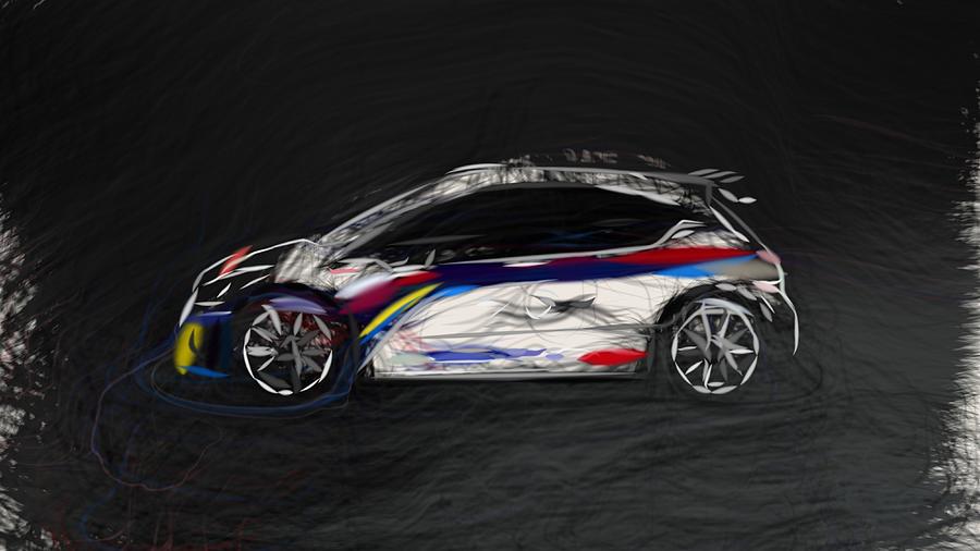 Peugeot 208 R5 Rally Car Draw #3 Digital Art by CarsToon Concept