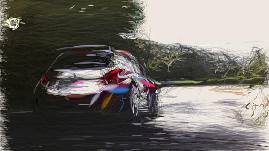 Peugeot 208 T16 Drawing #3 Digital Art by CarsToon Concept