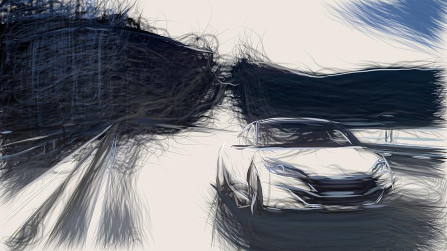 Peugeot RCZ Drawing #3 Digital Art by CarsToon Concept