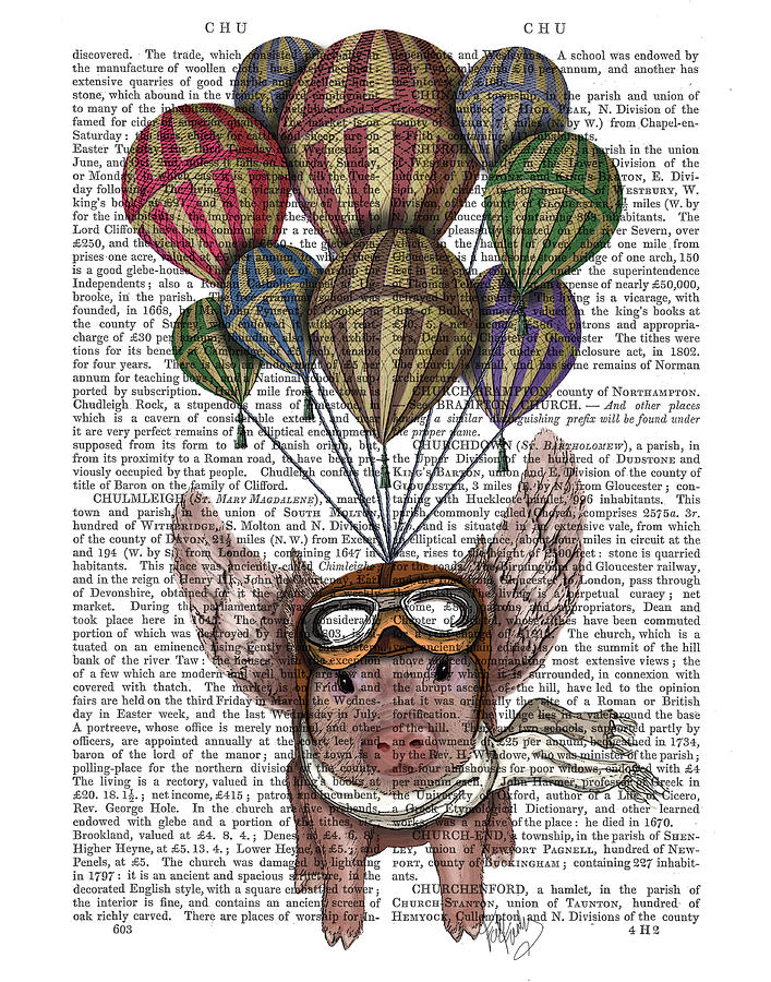 Pig And Balloons #2 Painting by Fab Funky