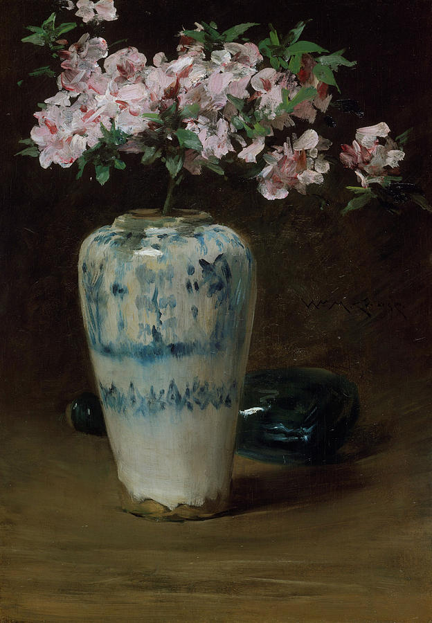 William Merritt Chase Painting - Pink Azalea - Chinese Vase #2 by William Merritt Chase