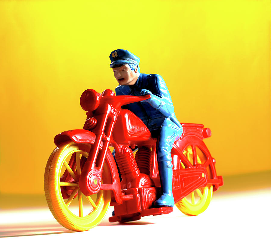 Transportation Drawing - Policeman on Motorcycle #2 by CSA Images