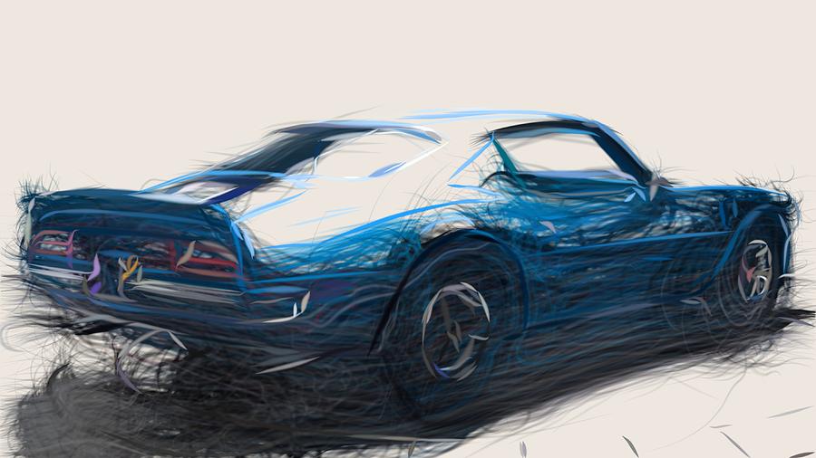 Pontiac Firebird Trans Am Ram Air III Draw #2 Digital Art by CarsToon Concept