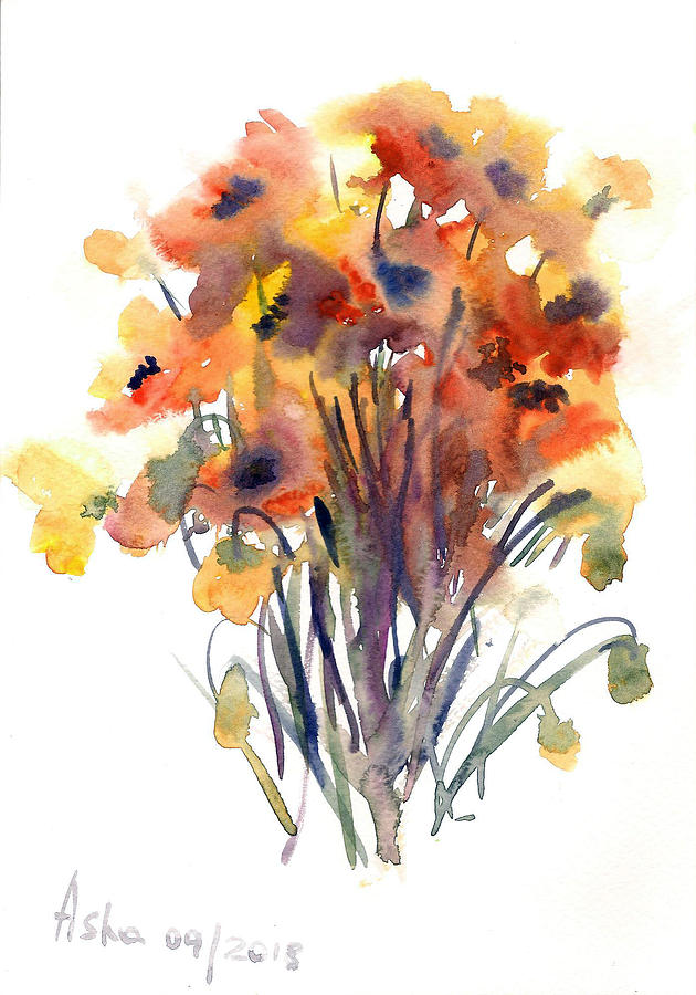 Poppies #2 Painting by Asha Sudhaker Shenoy
