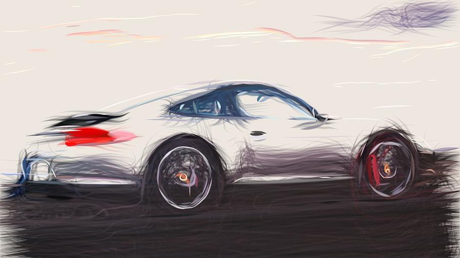 Porsche 911 Carrera S Drawing Digital Art by CarsToon Concept - Fine ...