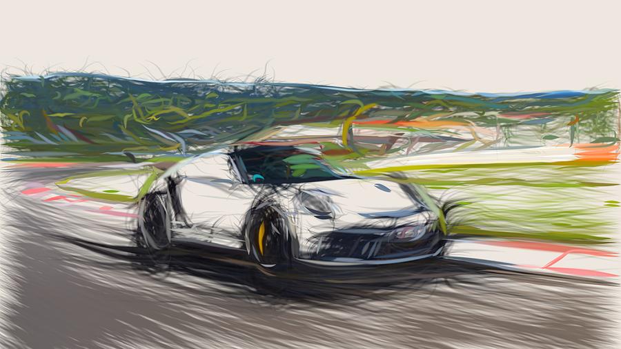Porsche 911 GT3 RS Drawing #3 Digital Art by CarsToon Concept
