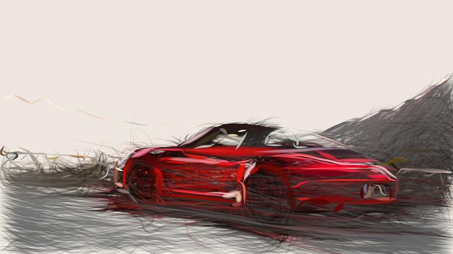 Porsche 911 GTS Drawing #3 Digital Art by CarsToon Concept