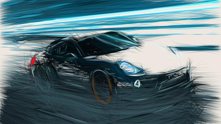 Porsche Cayman Drawing #3 Digital Art by CarsToon Concept