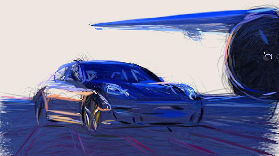 Porsche Panamera Turbo S Draw #2 Digital Art by CarsToon Concept