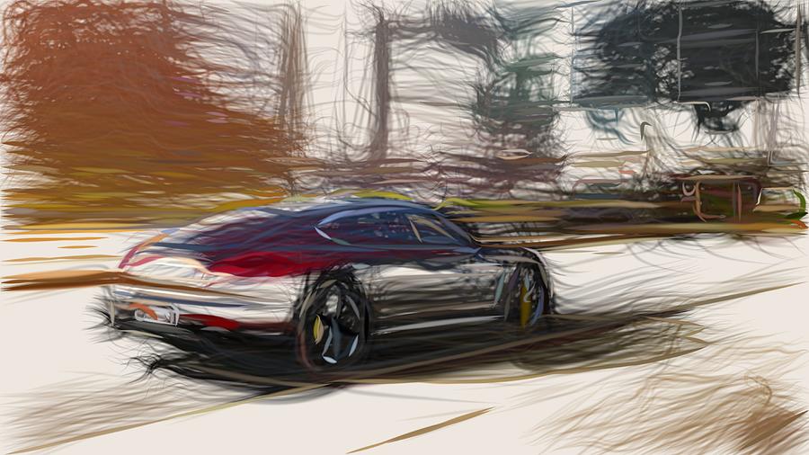 Porsche Panamera Turbo S Drawing #3 Digital Art by CarsToon Concept