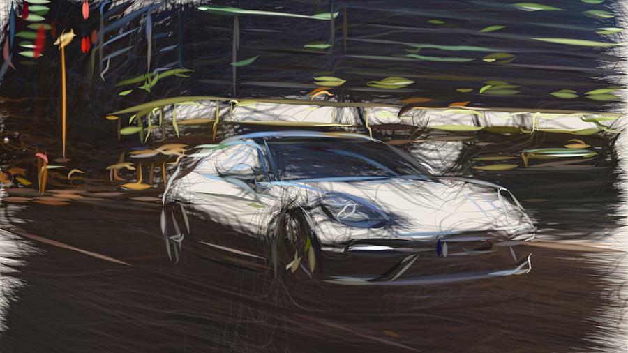Porsche Panamera Turbo S E Hybrid Drawing #3 Digital Art by CarsToon Concept
