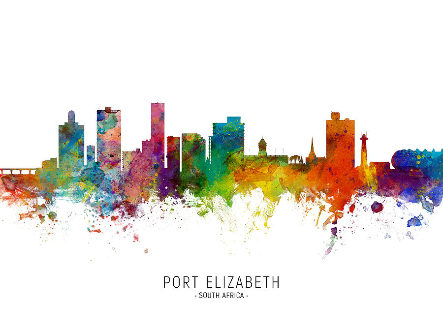 Port Elizabeth South Africa Skyline #2 Digital Art by Michael Tompsett